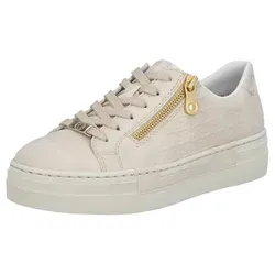 Rieker Damen Sneaker Plateau N4914 - Beige, Größe 42 EU - Modischer Plateau-Sneaker für Damen mit praktischem Reißverschluss und weicher MemoSoft-Decksohle für höchsten Tragekomfort. Ideal für stilvolle Alltagslooks.