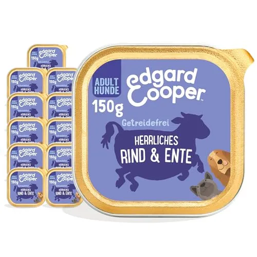 Edgard & Cooper Nassfutter für Hunde, (Rind & Ente, 150 x 11), Getreidefrei, natürliche Zutaten und frisches Fleisch, voller essentieller Aminosäuren