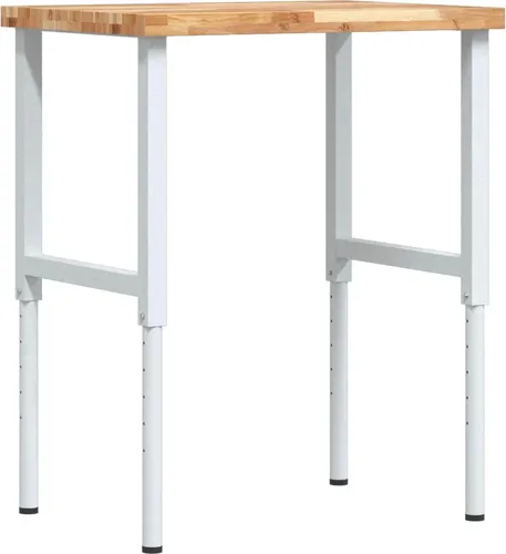 vidaXL Werkbank 80x60 cm aus massivem Akazienholz - Robuste Werkbank mit höhenverstellbarer Arbeitsplatte, ideal für Heimwerker und Reparaturarbeiten. Einzigartige Maserung und Stabilität machen sie zum perfekten Möbelstück für drinnen und draußen.