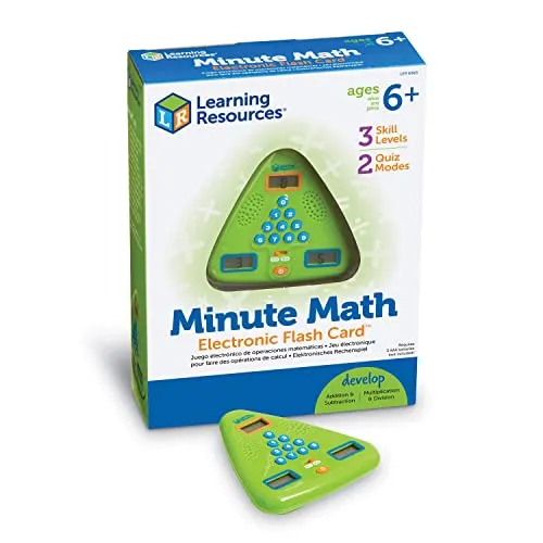 Learning Resources Minute Math - Elektronisches Mathe-Spiel für Kinder - Elektronisches Spiel zur Festigung mathematischer Fähigkeiten, ideal für unterwegs und mit verschiedenen Schwierigkeitsgraden, perfekt für den Schulanfang.