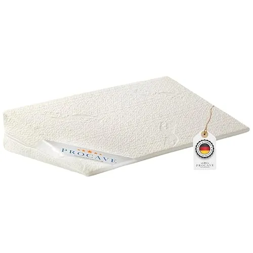 PROCAVE Bettkeil | keilförmiges Schaumstoffkissen | atmungsaktive Matratzenerhöhung | Made in Germany | AloeVera-Doppeltuch-Bezug | 100 cm x 45cm x 15/1cm
