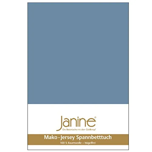 Janine Spannbettlaken MAKO-FEINJERSEY 5007 - Denim - Spannbettlaken aus 100% Baumwolle, mit rundum Gummizug, ideal für Matratzen bis 26 cm Höhe. Pflegeleicht und trocknergeeignet für höchsten Komfort.