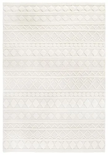 -LUXOR- living Hägga Wollteppich - Creme 130 x 190 cm - Teppiche - Handgewebter Wollteppich mit Hoch-Tief-Struktur für ein faszinierendes haptisches Erlebnis und zeitloses Design, ideal für Boho- und Skandinavische Einrichtungsstile.