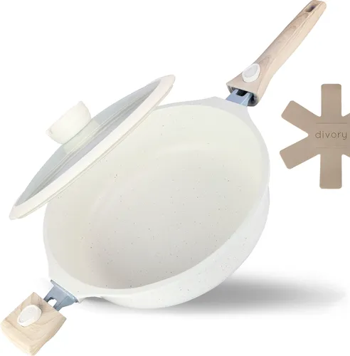 DIVORY Schmorpfanne 28cm Induktion – Abnehmbarer Griff und Antihaftbeschichtung