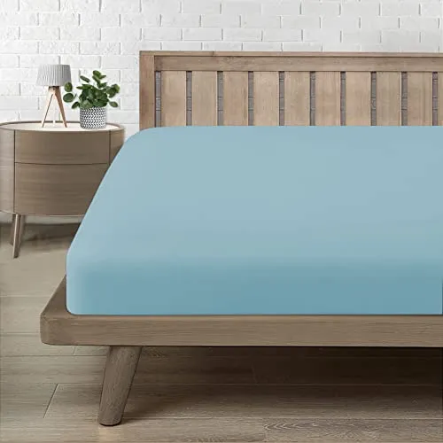 Spannbettlaken 90x200cm, Bettlaken 90x200 bis 30cm - Oeko-Tex Zertifiziert - Premium 100% Mikrofaser Weiches Spannbetttuch Leintuch Ganzjährig - Hellblau