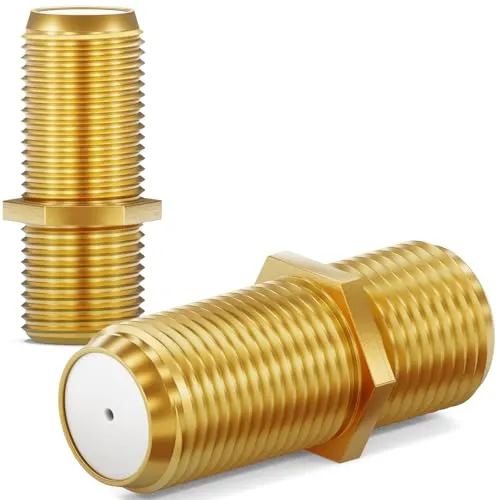 HB-DIGITAL 2x SAT Koaxialkabel Adapter Verbinder F-Kupplung F-stecker Für Fernsehkabel Antennenkabel Satelliten Kabel 2X F-Buchse Breite - Vergoldet