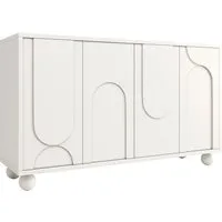OKWISH Sideboard Aufbewahrungsschrank mit verstellbarer Platte, Weiß