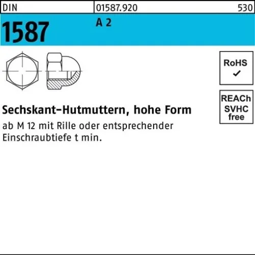 10er PACK(Stk)  001587920000160000 Sechskanthutmutter DIN 1587 M 16 A 2