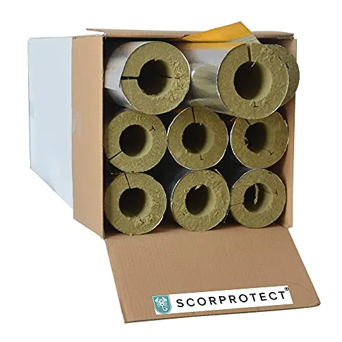 Scorprotect® voller Karton Alukaschierte Rohrschale Rohrisolierung Steinwolle mit 0.040 Wärmeleitfähigkeit (Steinwolle, 64 x 30 mm x 1 Meter)