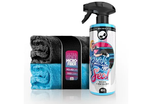 Nuke Guys Auto Lackversiegelung Set Nuke Guys Quick'n'Seal 500ml + 2x Poliertuch Felgenversiegelung (3 St), Sprühversiegelung für Scheibe, Lack, Felgen