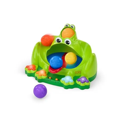 Bright Starts Poppin' Ball Frog Spielzeug - Wahrnehmungsspielzeug mit interaktiven Licht- und Soundeffekten, fördert das Krabbeln und die Entwicklung von Fähigkeiten bei Babys ab 6 Monaten.