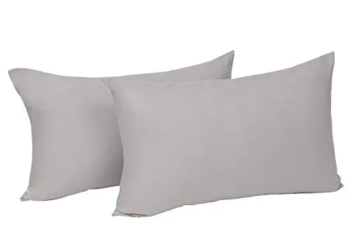 WOLTU 2er Set Kissenbezug 30x50 cm Hellgrau 100% Baumwolle, Nur Kissenbezug - Kissenbezüge Kopfkissenbezug mit Reissverschluss,Weicher Sofakissenbezug, Doppelpack Dekokissenbezug