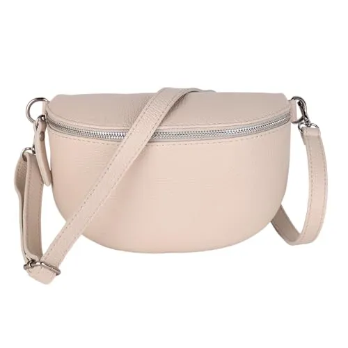 MIRROSI® Bauchtasche Damen aus Echtleder in beige von MIRROSI