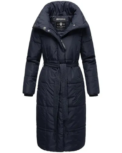 Navahoo Damen Wintermantel Mirenaa Navy XL - Funktionsjacke mit stylischem Taillengürtel, wasser- und windabweisend, ideal für kalte Herbst- und Wintertage.