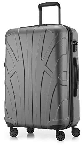 Suitline Hartschalen-Koffer Koffer Trolley Rollkoffer Reisekoffer, TSA, 66 cm, ca. 58 Liter, 100% ABS Matt, Silber