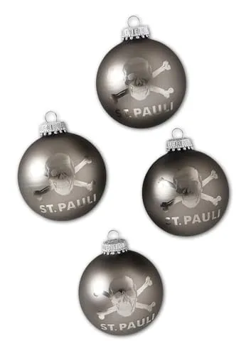 FC St. Pauli Christbaumkugeln 4er - Set ** grau ** in grau von FC St. Pauli