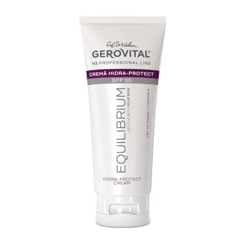 Gerovital H3 Equilibrium Feuchtigkeitsspendende Schutzcreme mit LSF 50-100 ml, professioneller Sonnenschutz für das Gesicht, gegen Flecken, Anti-Aging, leichte Textur, getönt, dermatologisch getestet
