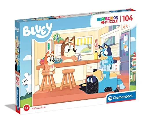 Clementoni - 27169 - Supercolor Puzzle - Bluey - 104 Teile - Puzzle Kinder 6 Jahre, Puzzle Cartoon - Made in Italy