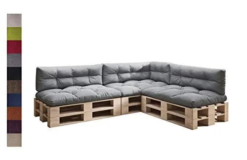 sunnypillow Palettenkissen 7er Set für Europaletten - Auflagen & Polster für Sofas, ideal für Innen- und Außenbereich mit wasserabweisendem, robustem Material für höchsten Sitzkomfort und Langlebigkeit.