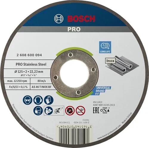 Bosch 1x PRO Stainless Steel Longlife Trennscheibe für kleine Winkelschleifer und 22,23‑mm-Bohrung (für Edelstahl, Ø 125 mm, Professional Zubehör Kleiner Winkelschleifer)