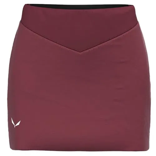Salewa Women's Sella TWR Skirt - Kunstfaserrock Gr 34 rot - Isolationsrock für Damen, ideal für Skitouren, aus elastischem und isolierendem Material, rot, Gr. 34, DWR-imprägniert für zusätzlichen Wetterschutz.