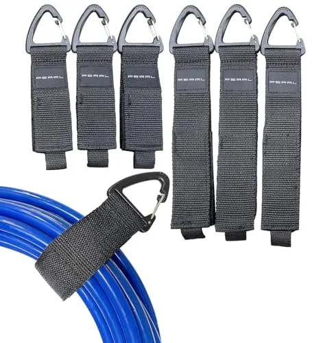 PEARL Kabelbinder: 6er-Set Klettbänder mit Dreiecksschnalle, für Kabel & Schläuche, 25 kg (Klettband beidseitig, Klettband mit Dreiecksverschluss, Verlängerungskabel)