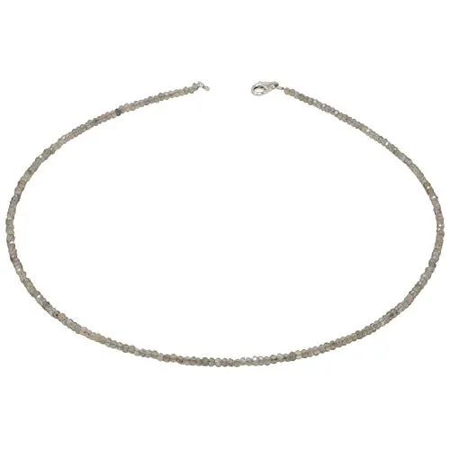 Halskette Collier Edelstein Labradorit 925 Silber 48cm - Elegante Halskette mit facettiertem Labradorit, Ø 3mm, aus hochwertigem 925 Silber – ein stilvolles Accessoire für jeden Anlass.