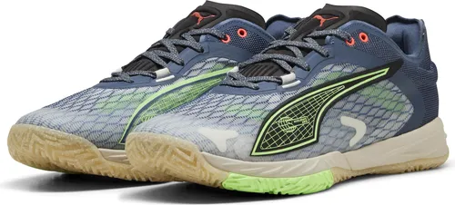 Puma Handballschuhe Accelerate Nitro SQD 4 Forever Better Special Edition, blau, 42,5, Herren - Entwickelt für Geschwindigkeit und Kontrolle: die Puma Accelerate NITRO SQD 4 Schuhe bieten reaktionsfreudige Dämpfung und hervorragenden Halt. Ideal für schnelle Bewegungen auf Indoor-Oberflächen.