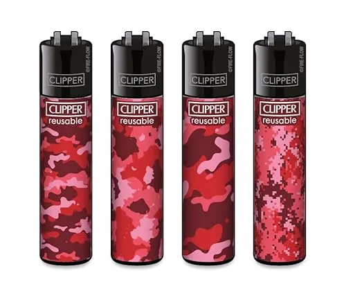 Clipper Feuerzeug 4er Set: (Red Camouflage)