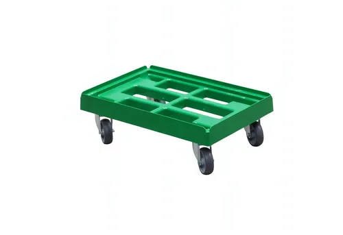 Transportroller 600 x 400 mm Typ B – 4 Lenkrollen in Grün - Robuster Transportroller für Euronorm-Kisten 600×400 mm. Ideal für Lager und Handel. Mit vier leichtgängigen Lenkrollen für hohe Wendigkeit und leisen Lauf auf empfindlichen Böden. Traglast bis 300 kg.