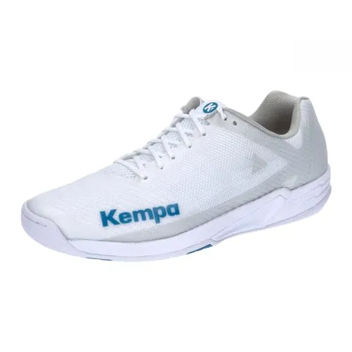 Kempa Unisex Wing 2.0 Sport-Schuhe, Weiß Deep Blau, 41 EU - Herren-Sneaker mit Michelin-Sohle für maximale Kontrolle und Komfort, ideal für Handballspieler. Leichte EVA-Dämpfung und atmungsaktives Obermaterial sorgen für hohen Tragekomfort und effizienten Feuchtigkeitstransport.
