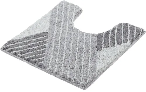 Kleine Wolke Badteppich WC-Vorleger Cross, 55x55 cm, Anthrazit - Badematten & Badteppiche, zeitloser Badteppich aus 100% Polyacryl mit raffiniertem Streifen-Design, pflegeleicht und maschinenwaschbar bei 40°C.
