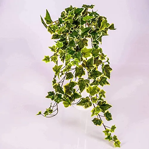 artplants.de Künstlicher Efeubusch, 330 Blätter, grün-weiß, 70cm - Künstliche Pflanzen Efeu - Kunstefeu