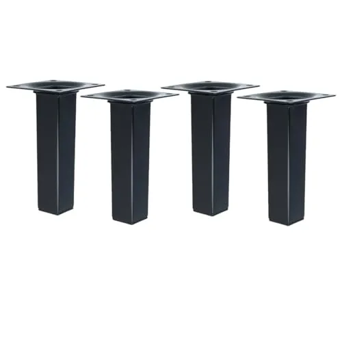 MS Beschläge Möbelbein Schwarz Möbelfuss Eckig 25x25mm Tischfuss einzeln oder 4er Pack Sofastempel Bettfuss Möbelstütze Metall Sesselfuss (4, 100mm)