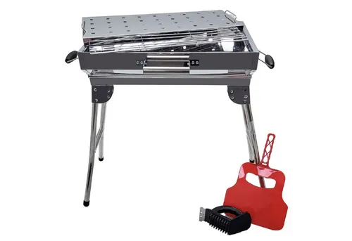 Grillpeter Mangal Iskander Edelstahl Schaschlik Grill - Grillzubehör aus rostfreiem Edelstahl, tragbar und einfach aufzubauen – ideal für köstliche Grillgerichte in der Natur.