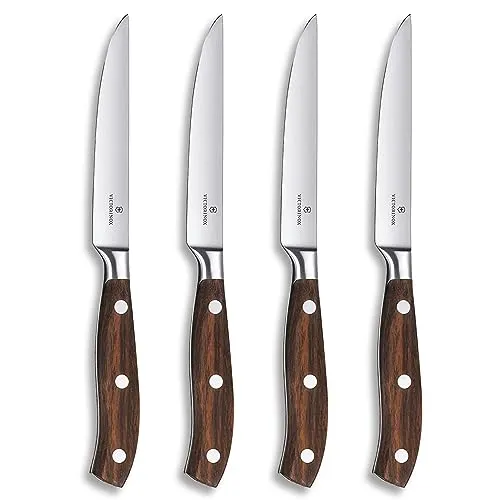 Victorinox Grand MaÎtre Steakmesser-Set 4-teilig - Hochwertiges 4-teiliges Messerset mit ergonomischem Ahorngriff, ideal für müheloses Schneiden von Steaks und Fleisch. Perfekt für private und professionelle Anlässe.