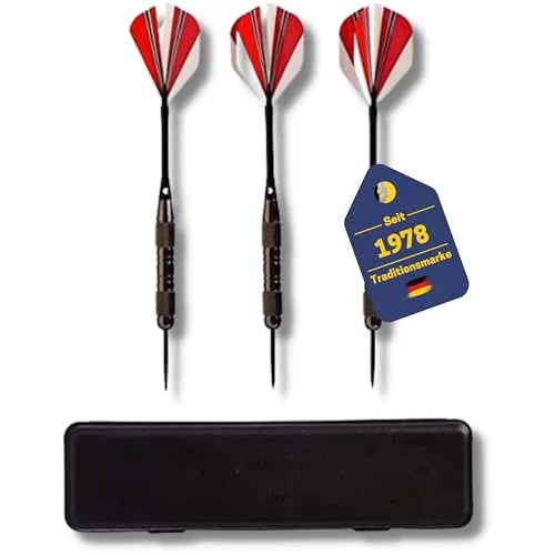 BEST SPORTING Dartpfeile Metallspitze I Tournament Dartpfeile Missile mit Etui I 3 Profi-Dartpfeile à 20 g mit Metallspitze I Dartpfeile mit Metall-Schaft & Metallspitze I Dart-Zubehör