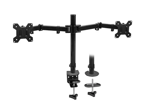 Höhenverstellbarer Monitorhalter für 2 Monitore 13-27 Zoll - Monitor-Halterungen & -Ständer, flexibel drehbar und neigbar für ergonomisches Arbeiten, ideal für Büro und Home Office.