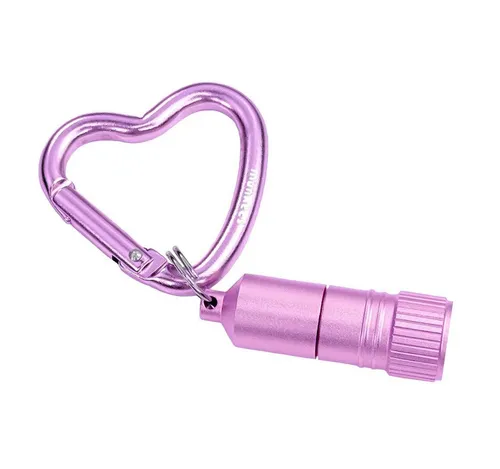 Munkees Taschenlampe Mini LED-Leuchte mit Herz-Karabiner, rosa (Einzelartikel, 1-St), kompakt, leicht, Karabiner