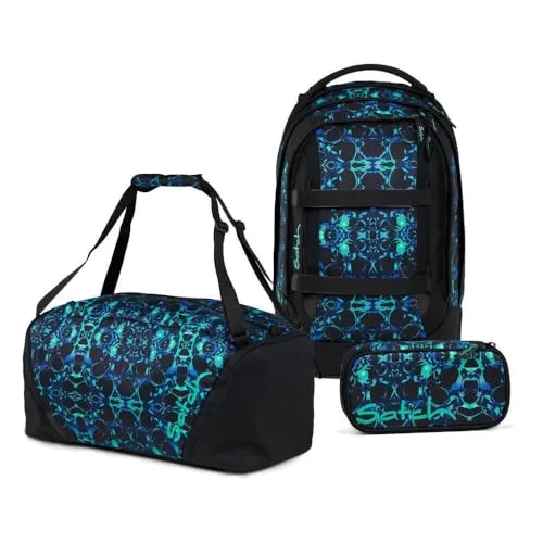 Satch Schulrucksack-Set PACK Caleido Blue 3-teilig von satch