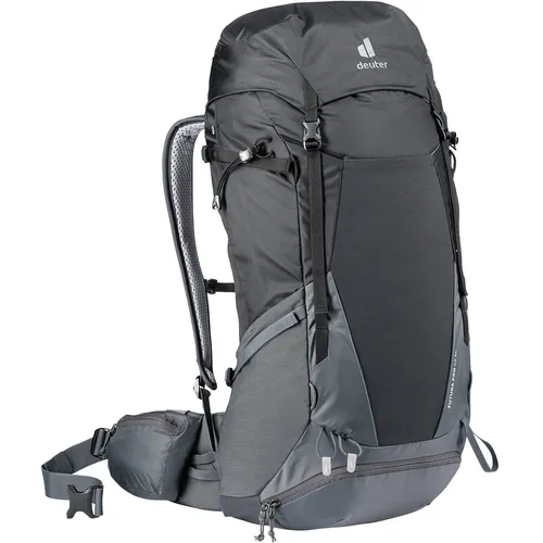 Deuter Futura Pro 42 EL black/graphite - Rucksack für sportliche Mehrtageswanderer, mit Aircomfort Sensic Pro System für maximale Belüftung und hohen Tragekomfort. Ideal für lange Rücken und bestens organisiert mit vielen Fächern.