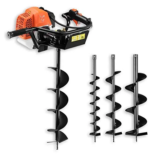 FUXTEC FX-EB162 Erdbohrgerät - Inkl. 100, 150, 200mm Aufsätze, innovatives Ölkontrollfenster und Easy Starter für müheloses Starten