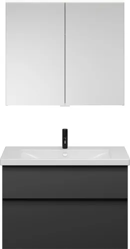 burgbad Eqio Set, bestehend aus Spiegelschrank, Keramik-Waschtisch und Waschtischunterschrank, Breite 930mm, SFAN093F6584C0001G0252