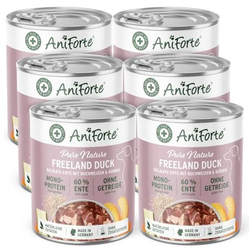AniForte Hundefutter Nass Freeland Duck 6 x 400g – Hochwertiges Nassfutter mit Ente für Hunde