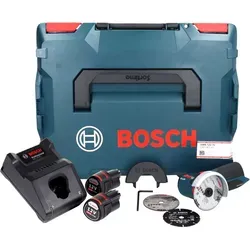 Bosch GWS 12V-76 Akku Winkelschleifer - Akku-Winkelschleifer mit 76 mm Scheibendurchmesser, inkl. 2x 3,0 Ah Lithium-Ionen Akkus und Ladegerät, ideal für kabelloses Arbeiten und maximale Flexibilität.
