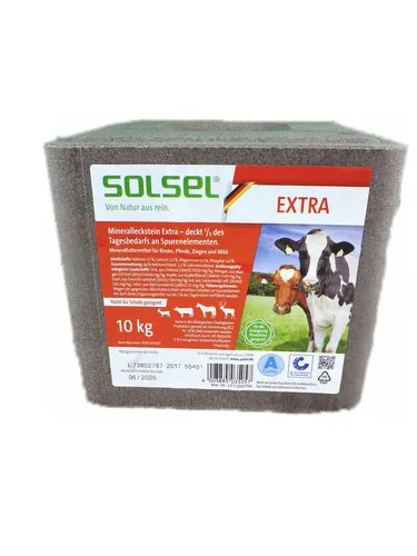 Solsel Leckstein Extra 10 kg 1/3 des Tagesbedarfs  für Pferde Wild Rinder Ziegen