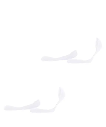 ESPRIT Damen Füßlinge Solid Low Double Pack W In Baumwolle unsichtbar einfarbig 2 Paar, Weiß White 2000, 39-42