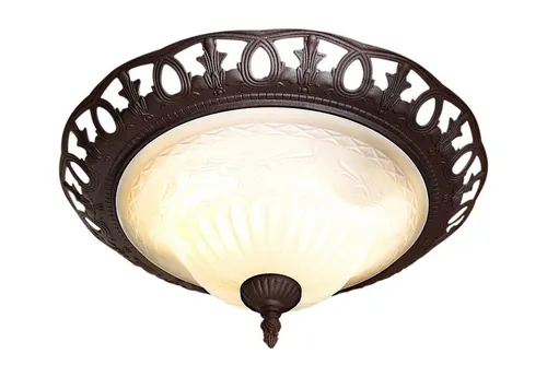 Trio Leuchten Deckenleuchte Rustica 6102021-24 - Lampen: Rustikale Deckenleuchte aus rostfarbigem Metall mit elegantem weißen Glas, ideal für gemütliche Wohnräume. Exklusive Leuchtmittel, empfohlen 2x E27 max. 60 Watt.