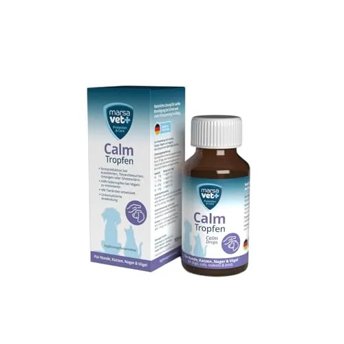 marsavet+ Calm – Ergänzungsfuttermittel mit Katzenminze für Hunde, Katzen, Nager & Vögel – Zur Unterstützung des Wohlbefindens in stressbedingten Situationen – 100 ml