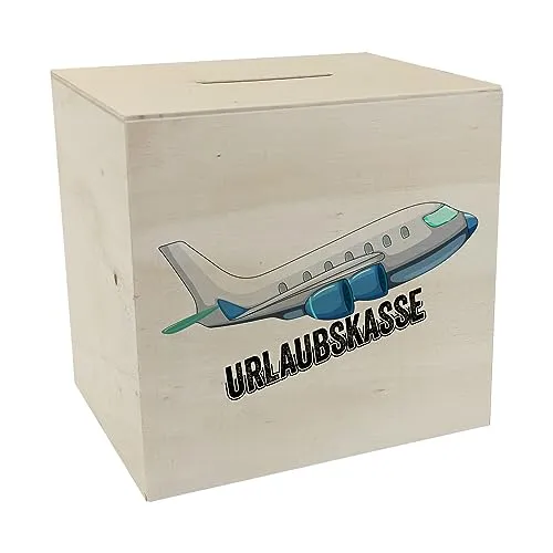 Urlaubskasse Flugzeug Spardose aus Holz in weiß EIN schönes Sparschwein zum Sparen auf die nächste Traumreise Urlaub Sommer Sparbüchse fliegen dekorativ